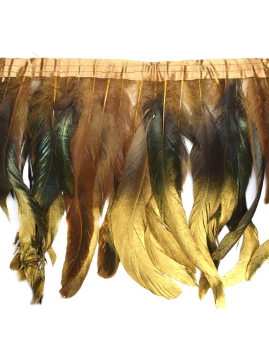 Fleco de plumas con punta dorada 18cm