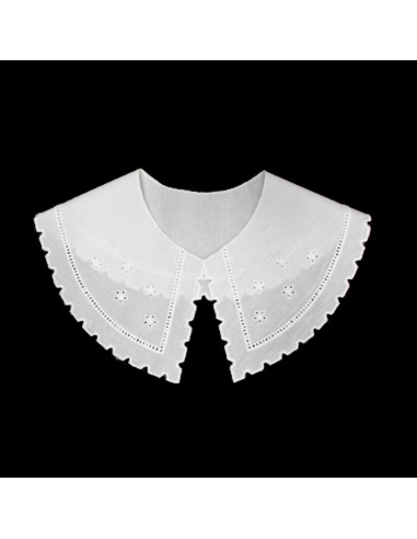 Cuello pechero bordado blanco de algodón