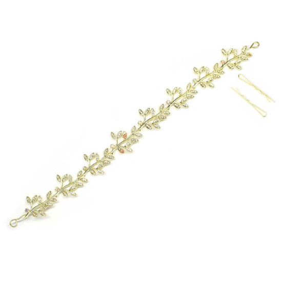 Diadema flexible hojas strass