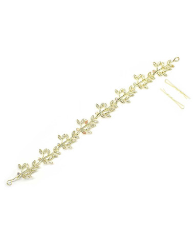 Diadema flexible hojas strass