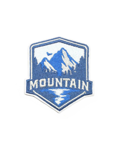 Parche para ropa mountain azul con nieve