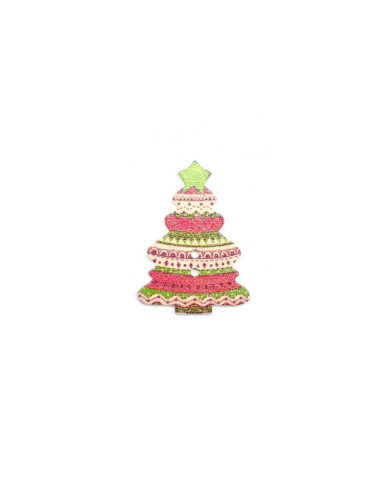 Botón navidad árbol rosa-verde