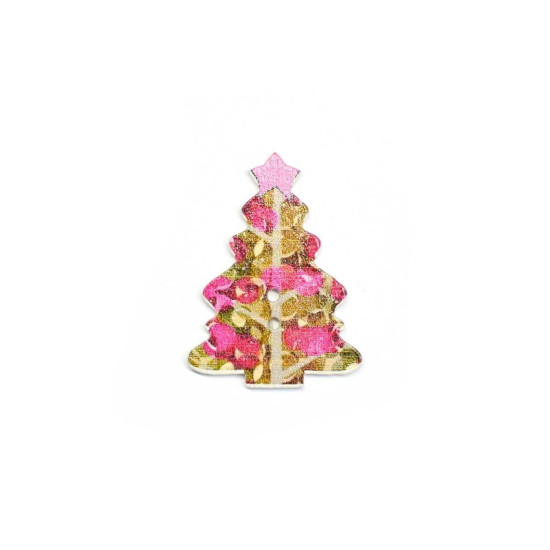 Botón navidad árbol rosa