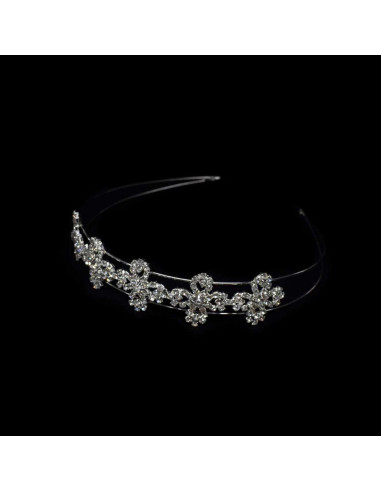 Diadema doble flores strass