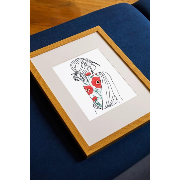 Kit bordado retrato con amapolas | Mercería Online Pontejos
