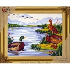 Kit petit point patos en el lago | Mercería Online Pontejos