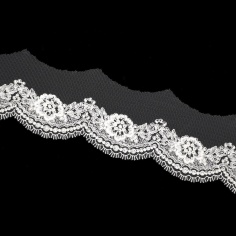 Tulle Embroidery Ivory 8cm | Haberdashery Online Pontejos