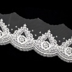 Tulle Embroidery Ivory 11cm | Haberdashery Online Pontejos