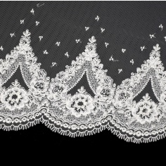 Tulle Embroidery Ivory 20cm | Haberdashery Online Pontejos