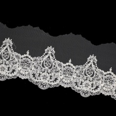 Tulle Embroidery Ivory 10cm | Haberdashery Online Pontejos