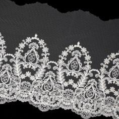 Tulle Embroidery Ivory 20cm | Haberdashery Online Pontejos