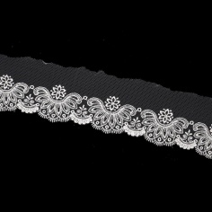 Tulle 6cm white embroidery | Haberdashery Online Pontejos