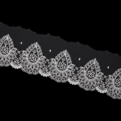 Tulle white embroidery 7.5cm | Haberdashery Online Pontejos