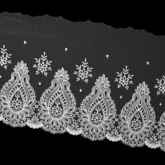 Tulle White embroidery 15cm | Haberdashery Online Pontejos