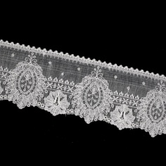 Tulle Embroidery Ivory 8cm | Haberdashery Online Pontejos