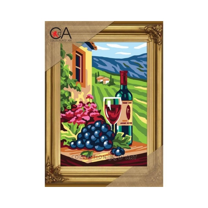 Kit petit point bottle wine, cup and grapes | Haberdashery Online Pontejos