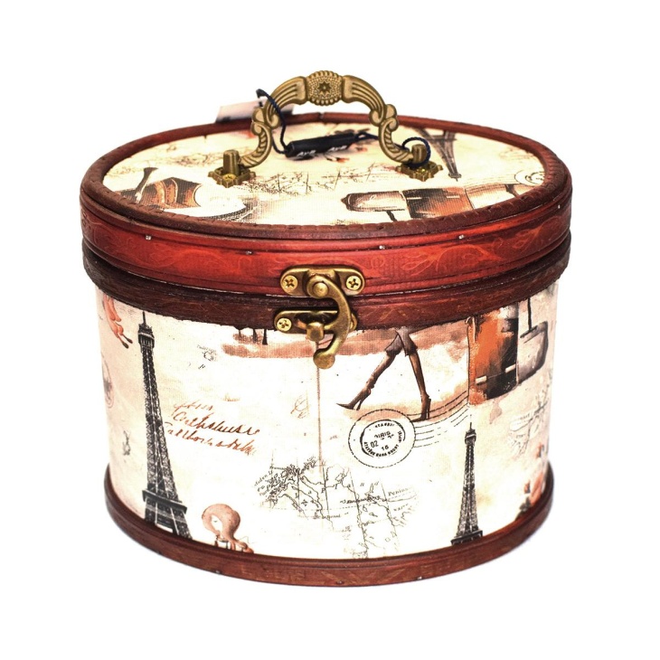 Costurero madera estampado paris oval | Mercería Online Pontejos