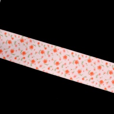 Ribbon Saten / 40mm Flowers Stamped Double Face | Haberdashery Online Pontej 2