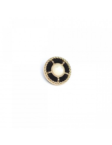 Botón metal oro-negro con perla